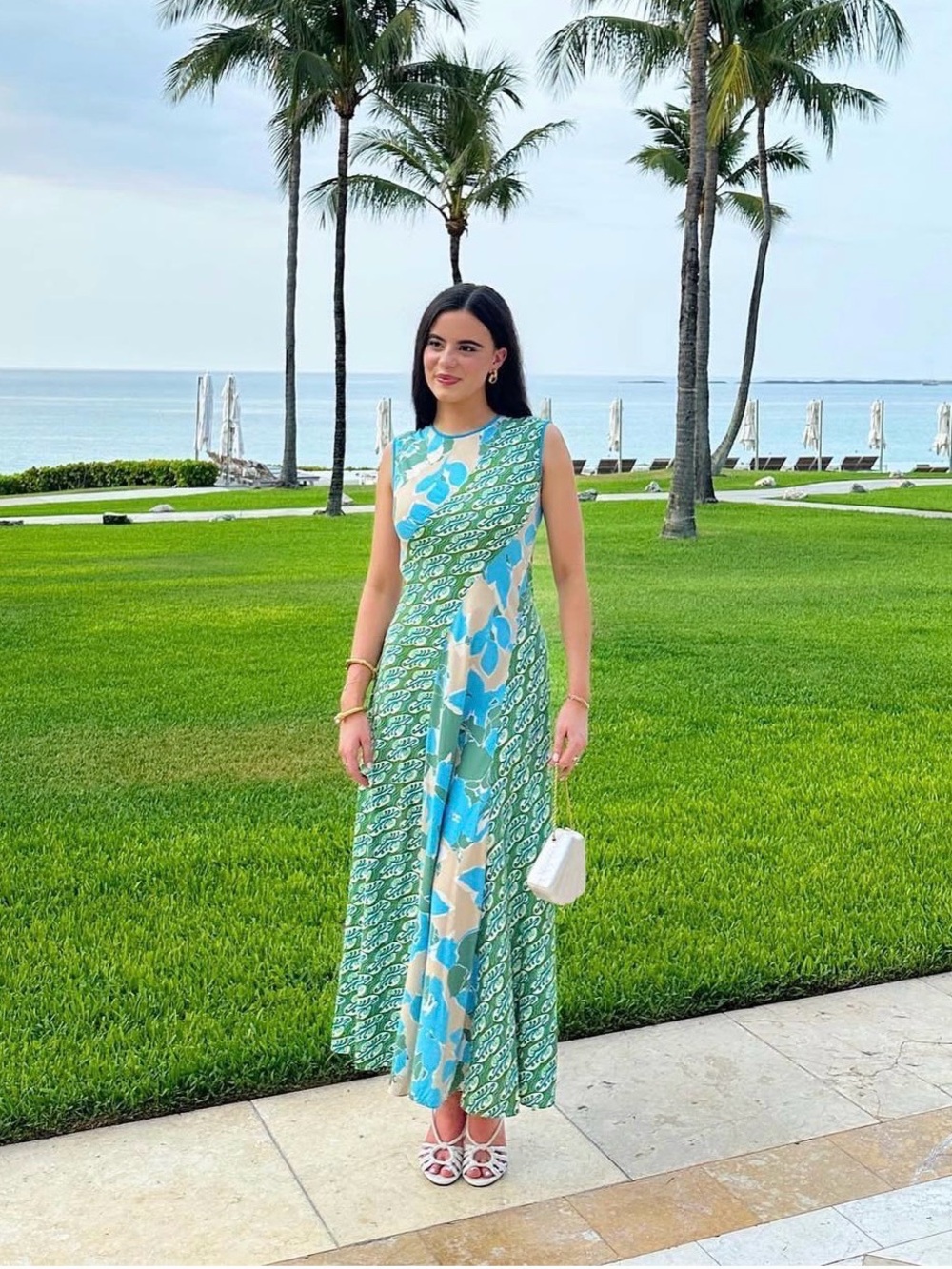 Diane Von Furstenberg Turquoise and Green Floral Maxi Dress - Picture 3 of 4